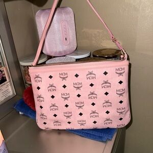MCM Pink Logo Clutch